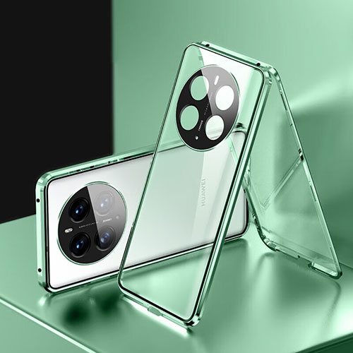 Luxury Aluminum Metal Frame Mirror Cover Case 360 Degrees for Huawei Mate 50 Green