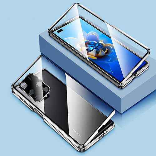 Luxury Aluminum Metal Frame Mirror Cover Case 360 Degrees for Huawei Mate X2 Silver