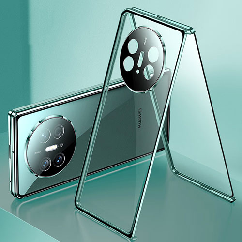 Luxury Aluminum Metal Frame Mirror Cover Case 360 Degrees for Huawei Mate X3 Green