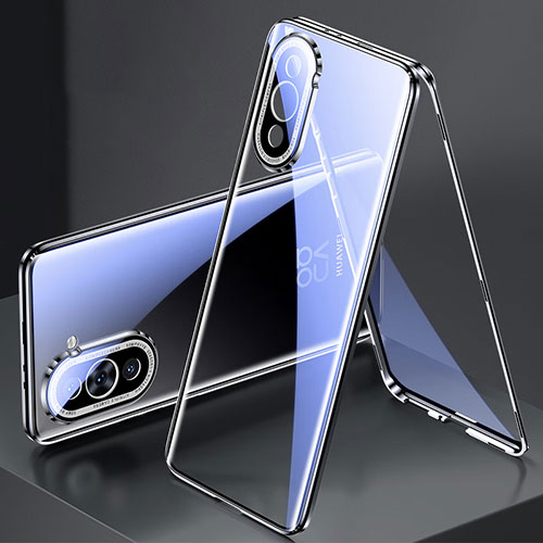 Luxury Aluminum Metal Frame Mirror Cover Case 360 Degrees for Huawei Nova 10 Pro Black