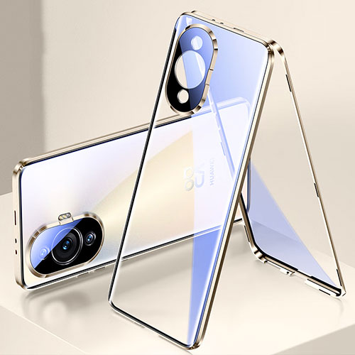 Luxury Aluminum Metal Frame Mirror Cover Case 360 Degrees for Huawei Nova 11 Gold