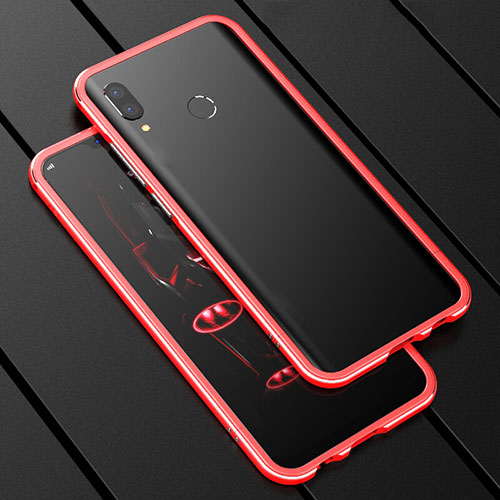 Luxury Aluminum Metal Frame Mirror Cover Case 360 Degrees for Huawei Nova 3i Red