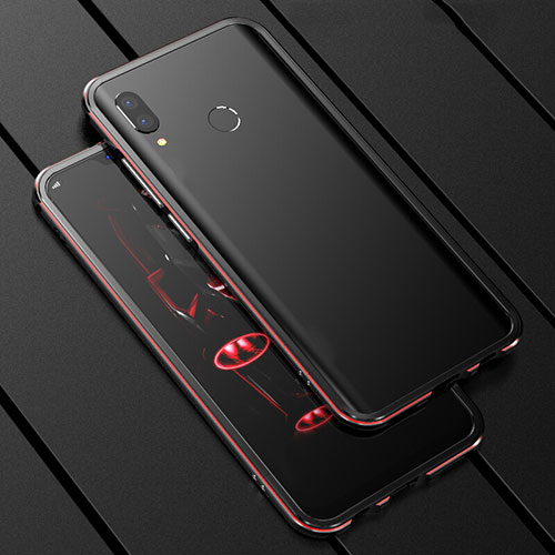 Luxury Aluminum Metal Frame Mirror Cover Case 360 Degrees for Huawei Nova 3i Red and Black