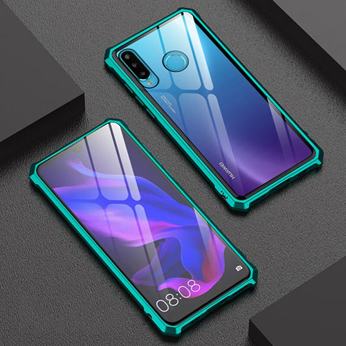 Luxury Aluminum Metal Frame Mirror Cover Case 360 Degrees for Huawei Nova 4e Green