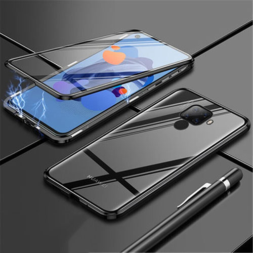 Luxury Aluminum Metal Frame Mirror Cover Case 360 Degrees for Huawei Nova 5z Black