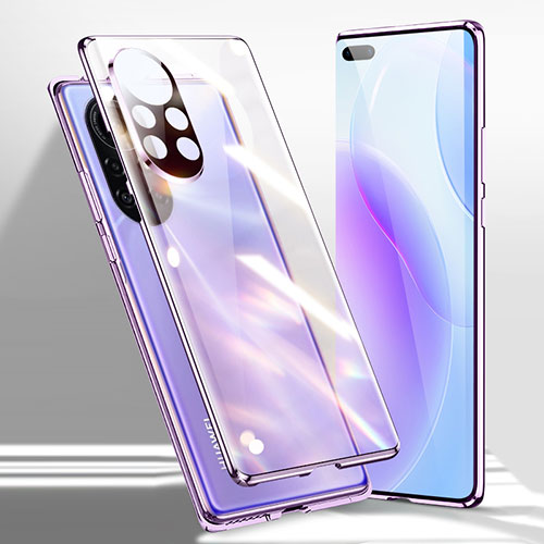 Luxury Aluminum Metal Frame Mirror Cover Case 360 Degrees for Huawei Nova 8 Pro 5G Purple