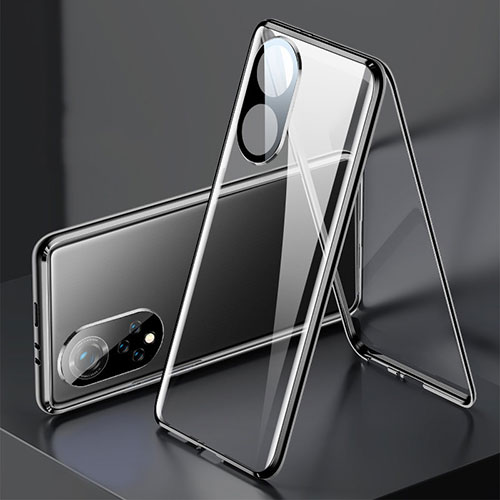 Luxury Aluminum Metal Frame Mirror Cover Case 360 Degrees for Huawei Nova 9 Pro Black