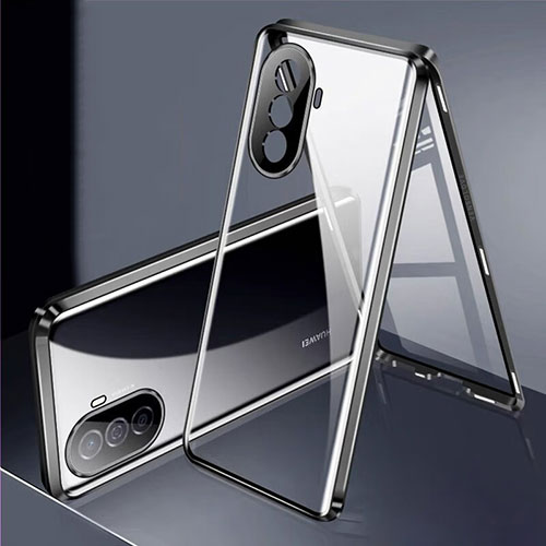 Luxury Aluminum Metal Frame Mirror Cover Case 360 Degrees for Huawei Nova Y70 Black