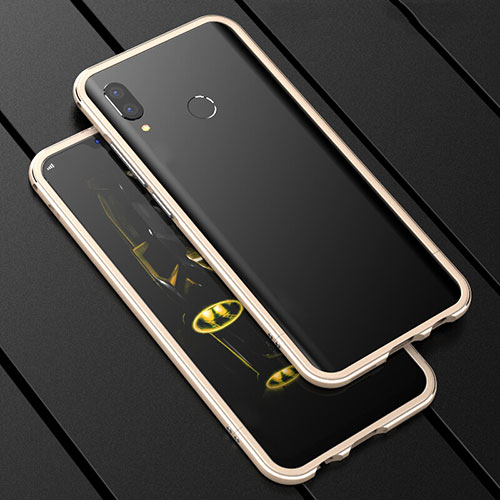 Luxury Aluminum Metal Frame Mirror Cover Case 360 Degrees for Huawei P Smart+ Plus Gold