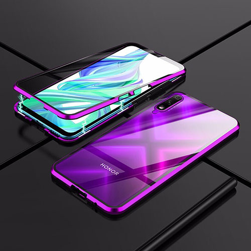 Luxury Aluminum Metal Frame Mirror Cover Case 360 Degrees for Huawei P Smart Z (2019) Purple