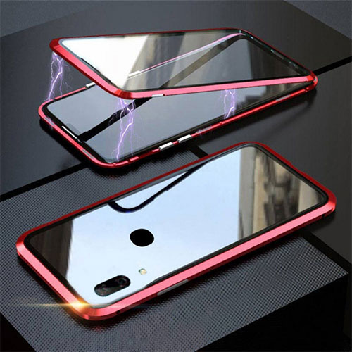 Luxury Aluminum Metal Frame Mirror Cover Case 360 Degrees for Huawei P Smart Z Red