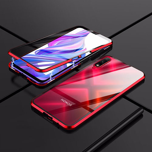 Luxury Aluminum Metal Frame Mirror Cover Case 360 Degrees for Huawei Y9 Prime (2019) Red