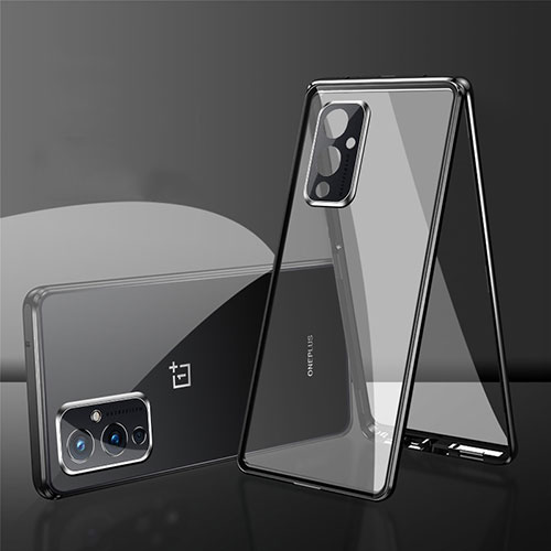 Luxury Aluminum Metal Frame Mirror Cover Case 360 Degrees for OnePlus 9 5G Black