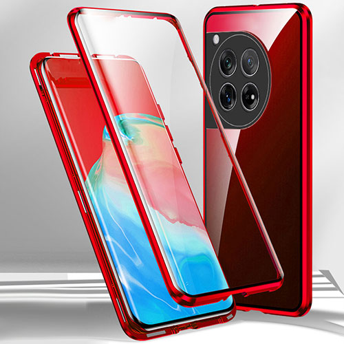 Luxury Aluminum Metal Frame Mirror Cover Case 360 Degrees for OnePlus Ace 3 5G Red