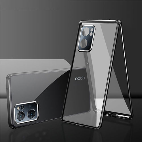 Luxury Aluminum Metal Frame Mirror Cover Case 360 Degrees for OnePlus Nord N300 5G Black