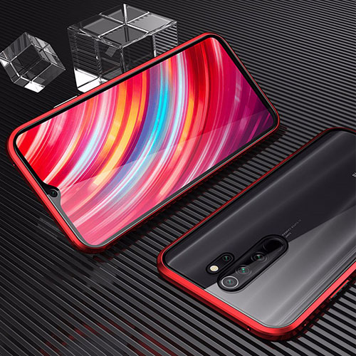 Luxury Aluminum Metal Frame Mirror Cover Case 360 Degrees for Oppo A11X Red