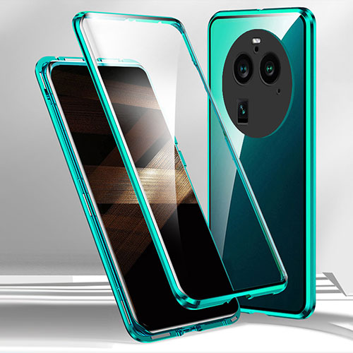 Luxury Aluminum Metal Frame Mirror Cover Case 360 Degrees for Oppo Find X6 5G Green