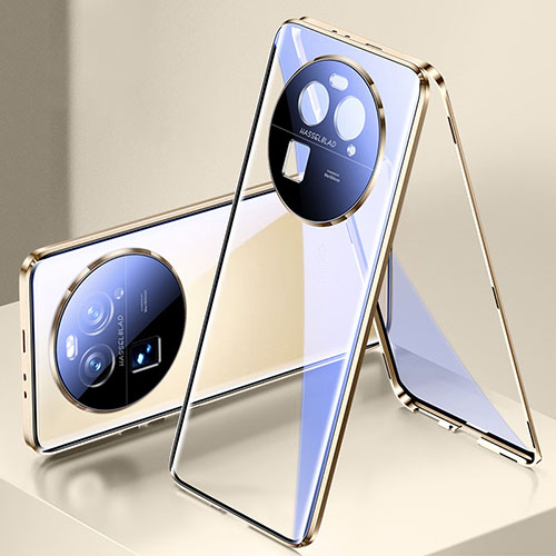 Luxury Aluminum Metal Frame Mirror Cover Case 360 Degrees for Oppo Find X6 Pro 5G Gold