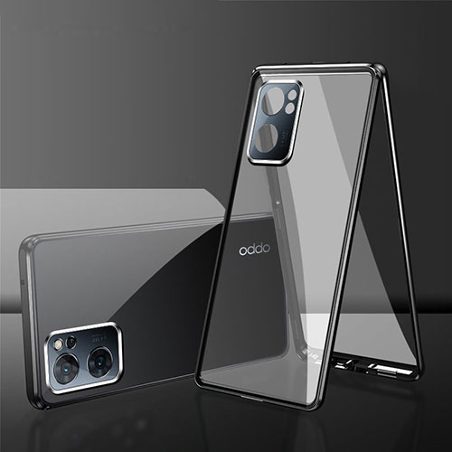 Luxury Aluminum Metal Frame Mirror Cover Case 360 Degrees for Oppo K10 5G India Black