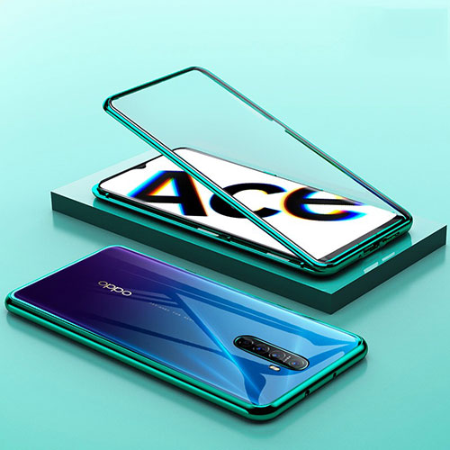 Luxury Aluminum Metal Frame Mirror Cover Case 360 Degrees for Oppo Reno Ace Green