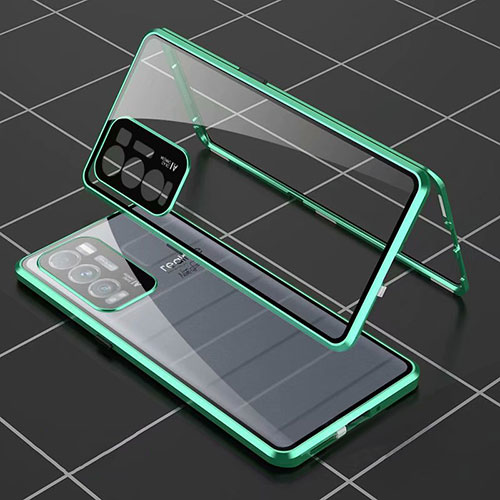 Luxury Aluminum Metal Frame Mirror Cover Case 360 Degrees for Realme GT Master Explorer 5G Green