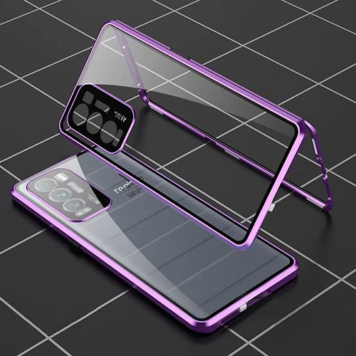 Luxury Aluminum Metal Frame Mirror Cover Case 360 Degrees for Realme GT Master Explorer 5G Purple