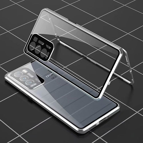 Luxury Aluminum Metal Frame Mirror Cover Case 360 Degrees for Realme GT Master Explorer 5G Silver