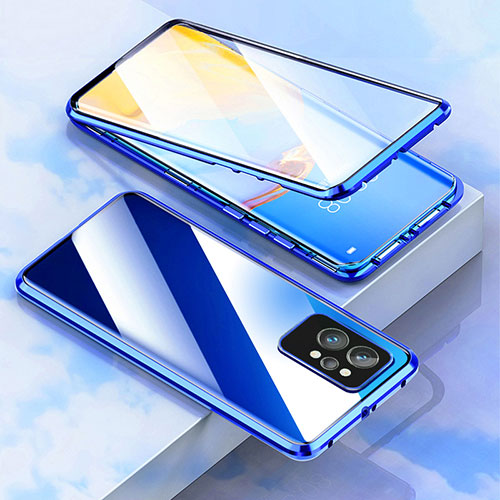 Luxury Aluminum Metal Frame Mirror Cover Case 360 Degrees for Realme GT Neo2 5G Blue