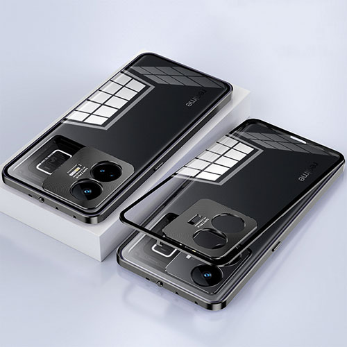 Luxury Aluminum Metal Frame Mirror Cover Case 360 Degrees for Realme GT Neo5 240W 5G Black