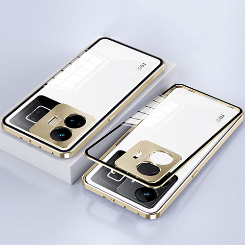 Luxury Aluminum Metal Frame Mirror Cover Case 360 Degrees for Realme GT Neo5 240W 5G Gold