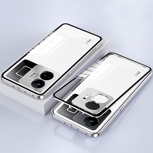 Luxury Aluminum Metal Frame Mirror Cover Case 360 Degrees for Realme GT Neo5 5G Silver