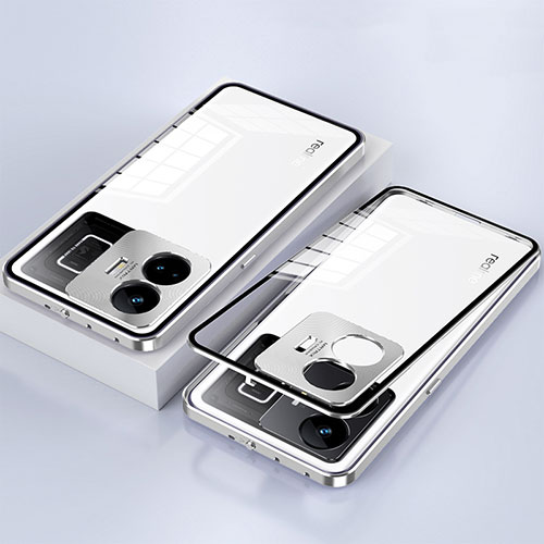 Luxury Aluminum Metal Frame Mirror Cover Case 360 Degrees for Realme GT Neo6 5G Silver