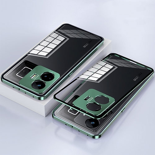 Luxury Aluminum Metal Frame Mirror Cover Case 360 Degrees for Realme GT3 5G Green