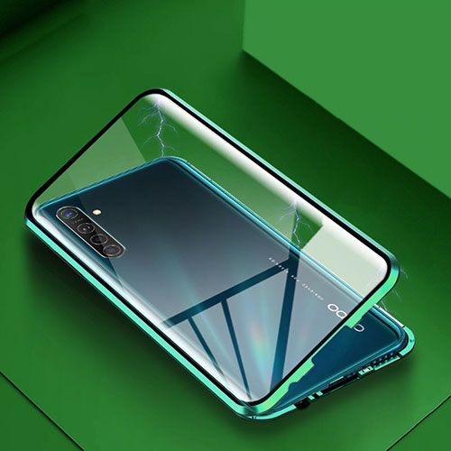 Luxury Aluminum Metal Frame Mirror Cover Case 360 Degrees for Realme X2 Green