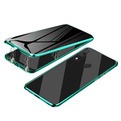 Luxury Aluminum Metal Frame Mirror Cover Case 360 Degrees for Samsung Galaxy A20 Green