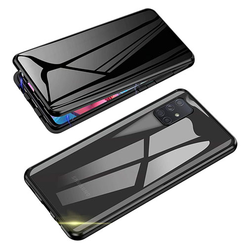 Luxury Aluminum Metal Frame Mirror Cover Case 360 Degrees for Samsung Galaxy M80S Black
