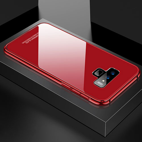 Luxury Aluminum Metal Frame Mirror Cover Case 360 Degrees for Samsung Galaxy Note 9 Red