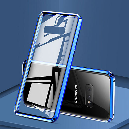 Luxury Aluminum Metal Frame Mirror Cover Case 360 Degrees for Samsung Galaxy S10e Blue