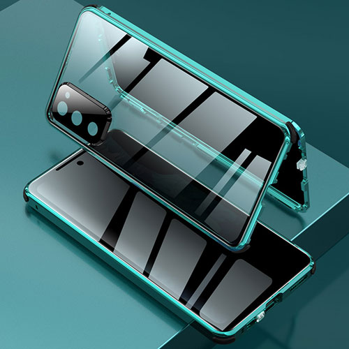 Luxury Aluminum Metal Frame Mirror Cover Case 360 Degrees for Samsung Galaxy S20 FE 4G Green