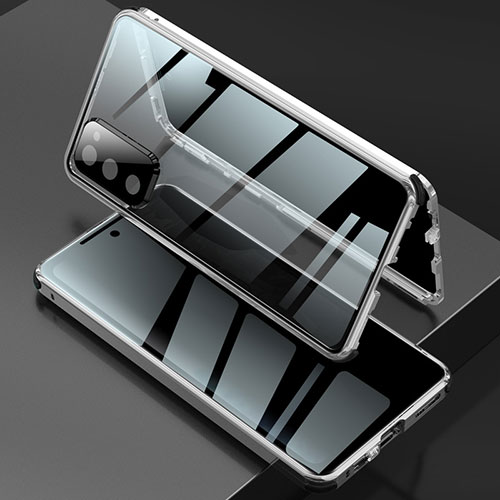 Luxury Aluminum Metal Frame Mirror Cover Case 360 Degrees for Samsung Galaxy S20 FE 4G Silver