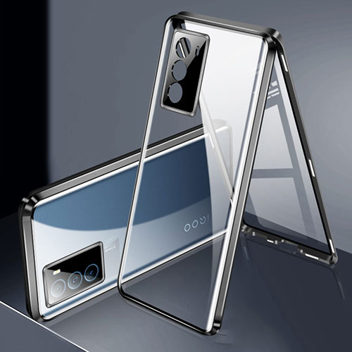 Luxury Aluminum Metal Frame Mirror Cover Case 360 Degrees for Vivo iQOO Neo5 SE 5G Black