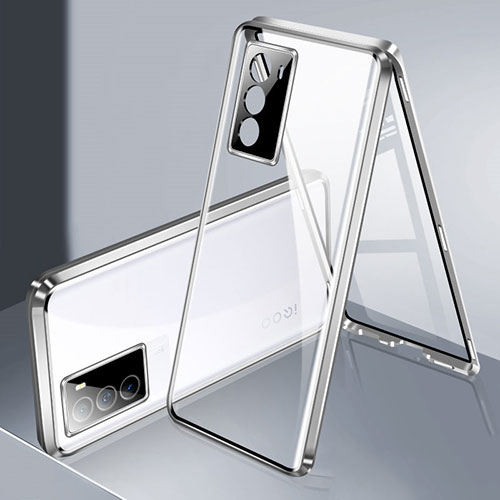 Luxury Aluminum Metal Frame Mirror Cover Case 360 Degrees for Vivo iQOO Neo5 SE 5G Silver