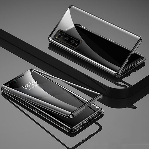 Luxury Aluminum Metal Frame Mirror Cover Case 360 Degrees for Vivo iQOO U1 Black