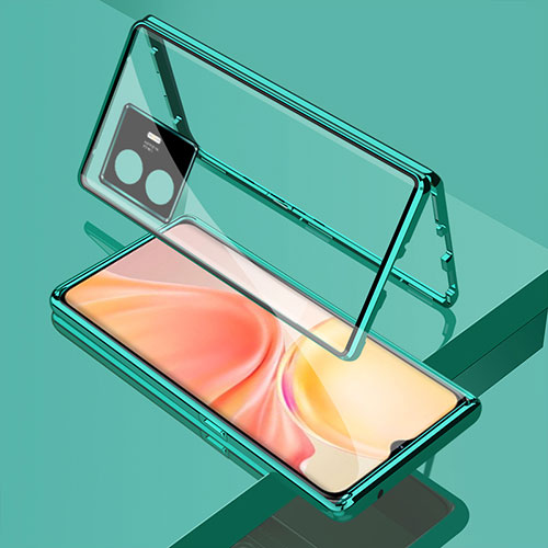 Luxury Aluminum Metal Frame Mirror Cover Case 360 Degrees for Vivo iQOO Z6 Lite 5G Green