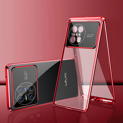 Luxury Aluminum Metal Frame Mirror Cover Case 360 Degrees for Vivo X Note Red