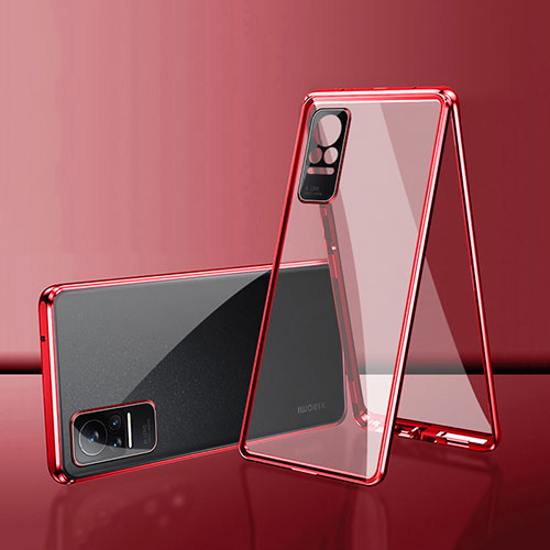 Luxury Aluminum Metal Frame Mirror Cover Case 360 Degrees for Xiaomi Civi 5G Red