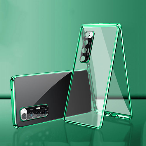 Luxury Aluminum Metal Frame Mirror Cover Case 360 Degrees for Xiaomi Mi 10S 5G Green