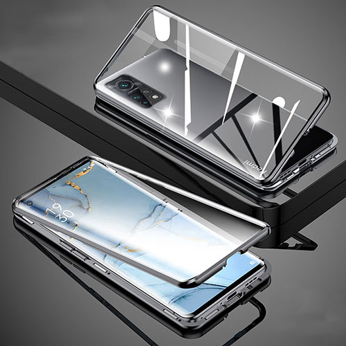 Luxury Aluminum Metal Frame Mirror Cover Case 360 Degrees for Xiaomi Mi 10T Pro 5G Black