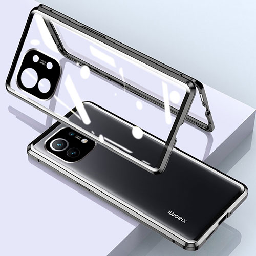 Luxury Aluminum Metal Frame Mirror Cover Case 360 Degrees for Xiaomi Mi 11 Lite 4G Black