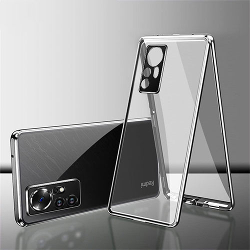 Luxury Aluminum Metal Frame Mirror Cover Case 360 Degrees for Xiaomi Mi 12 5G Silver